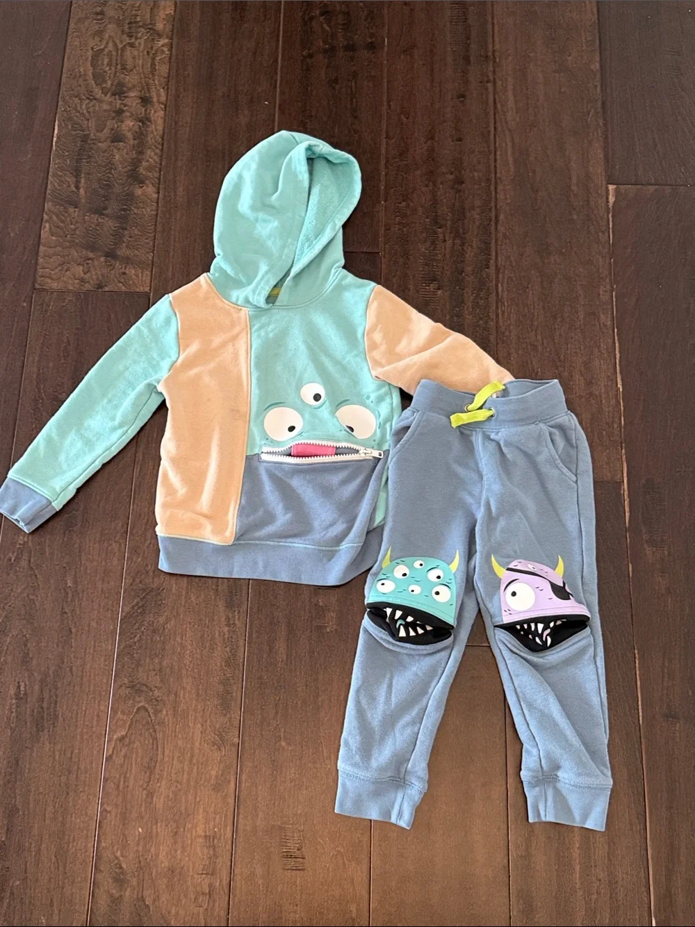 Cat and Jack Kids Monster Hoodie and Joggers Sweatpants in Light Blue & Mint